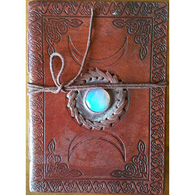 5" x 7" Triple Moon with Stone Embossed leather w/ cord