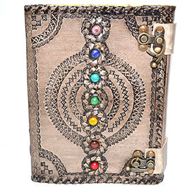 7 Chakra aged looking paper leather w/ latch