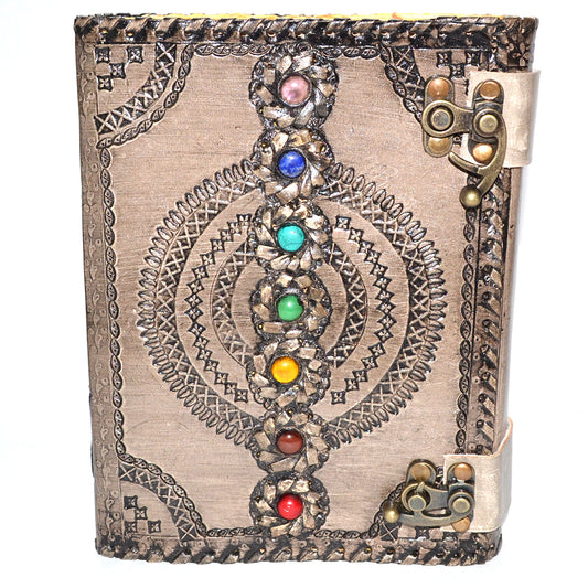7 Chakra aged looking paper leather w/ latch