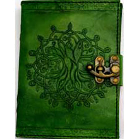 5" x 7" green Tree of Life leather w/ latch
