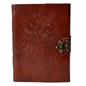 5" x 7" Owl leather blank book w/ latch