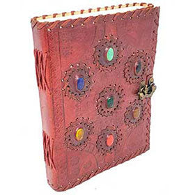 6" x 8" 7 Chakra stones Embossed leather w/ latch