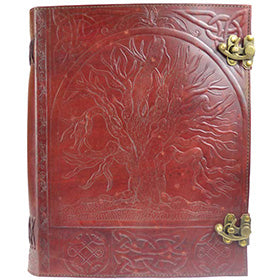 10" x 13" Tree leather blank book w/ latch
