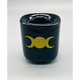 Triple Moon Black ceramic holder