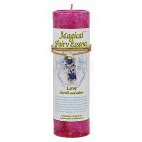 Love Pillar Candle with Fairy Dust Necklace 6 1/2" tall