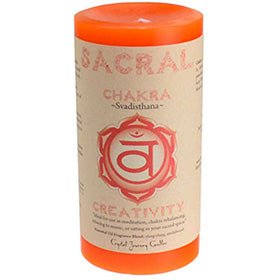 Sacral Chakra pillar candle 3" x 6"