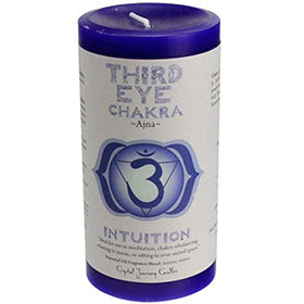 Third Eye Chakra pillar candle 3" x 6"